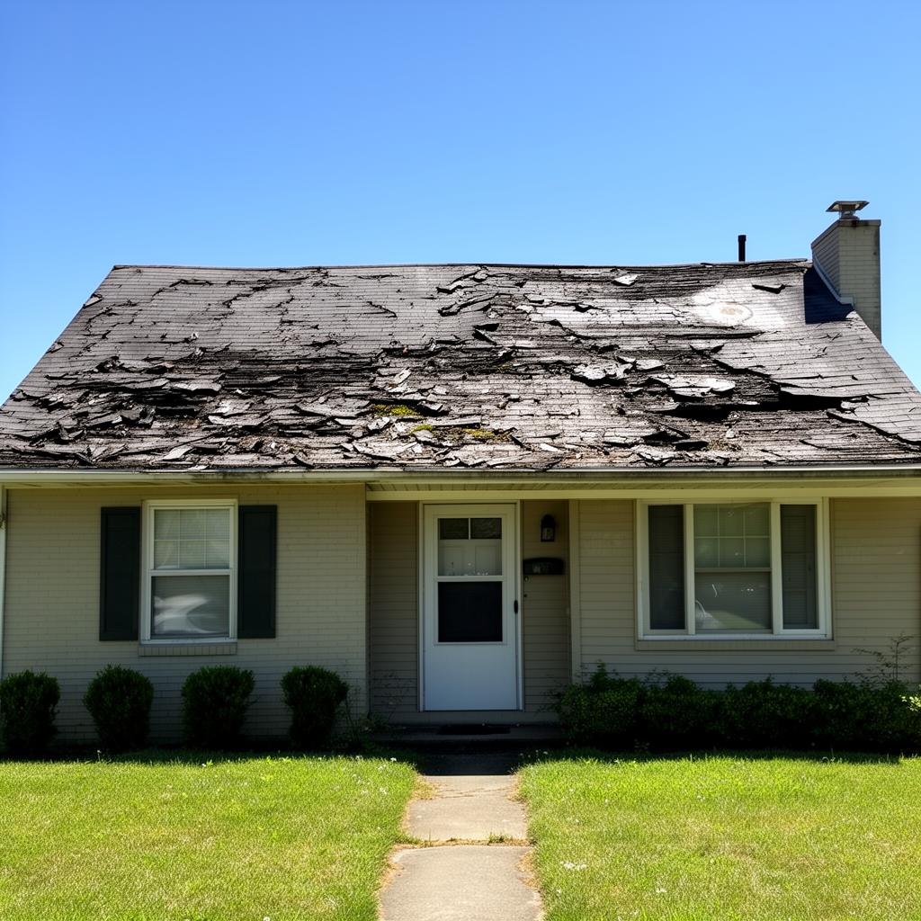 Brand new asphalt shingle roof after installation